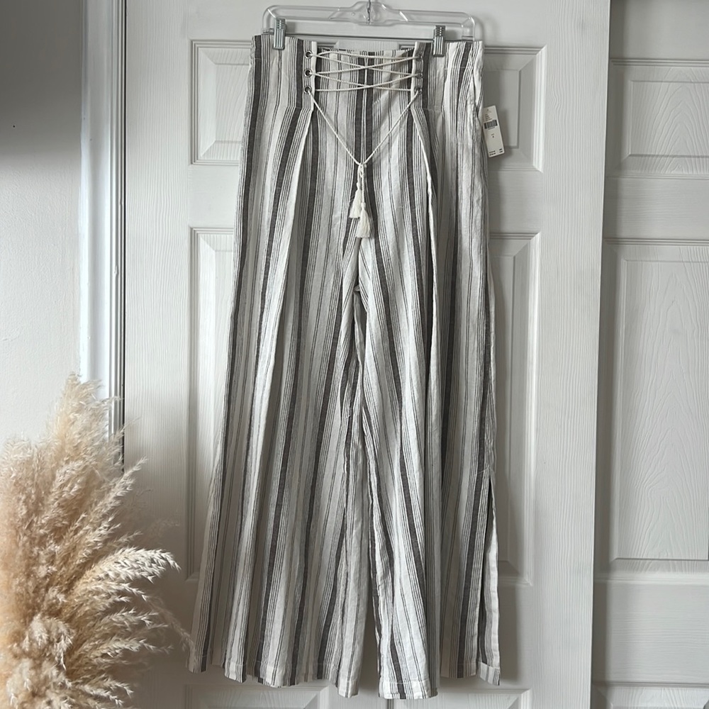 Anthropologie wide leg linen pants